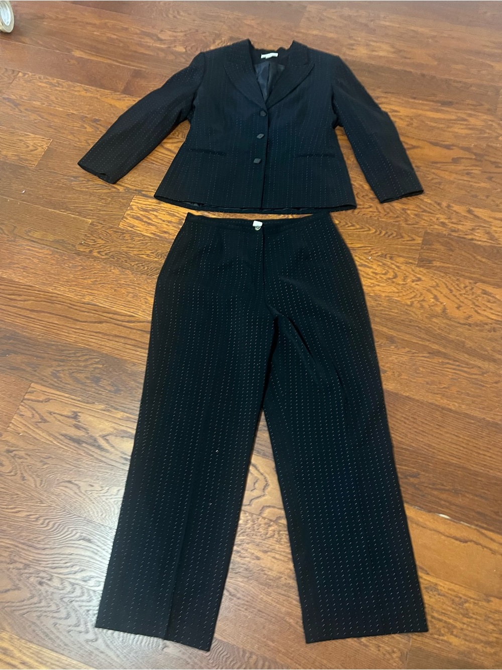 Worthington Black Pinstripe Two-Piece Women's Trouser Suit